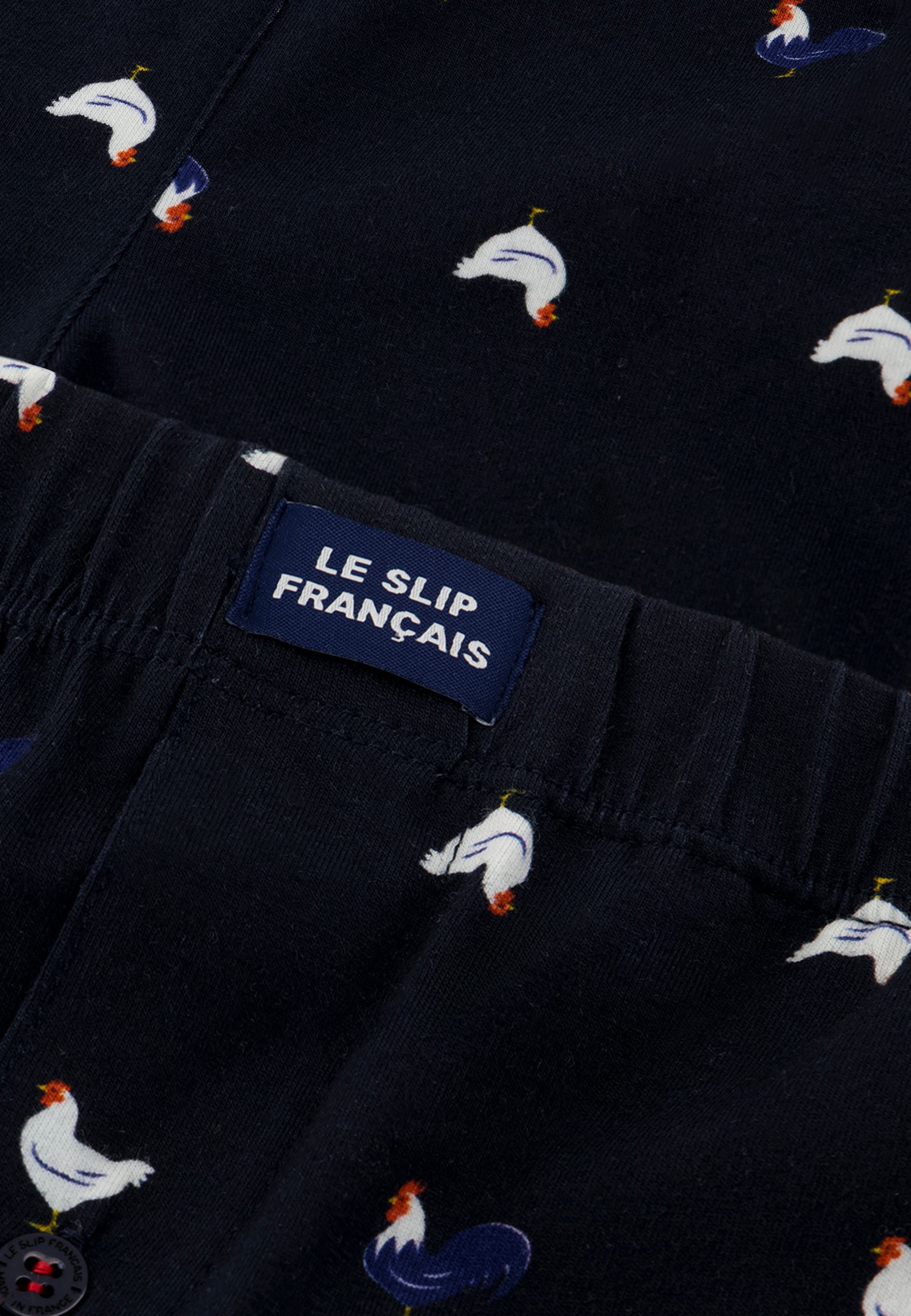 Caleçon à motif coq marine en jersey de coton - Fredo Coq Marine