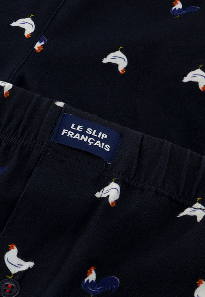 Caleçon à motif coq marine en jersey de coton - Fredo Coq Marine