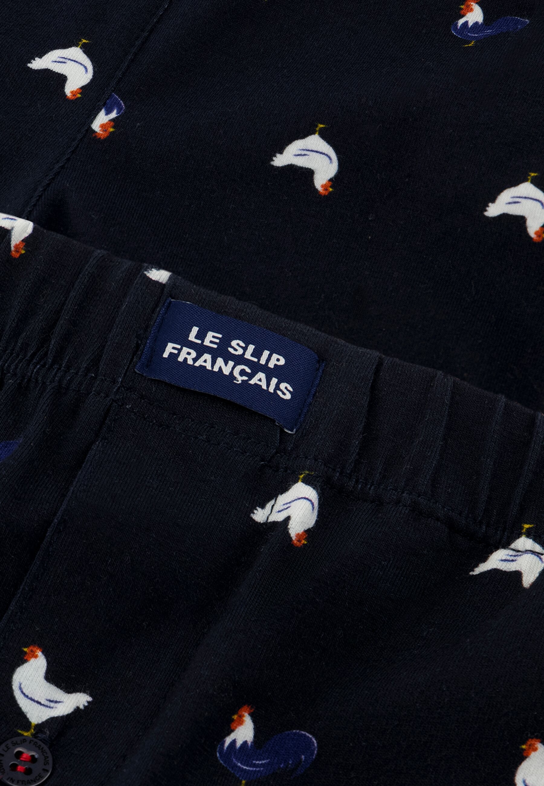 Caleçon à motif coq marine en jersey de coton - Fredo Coq Marine