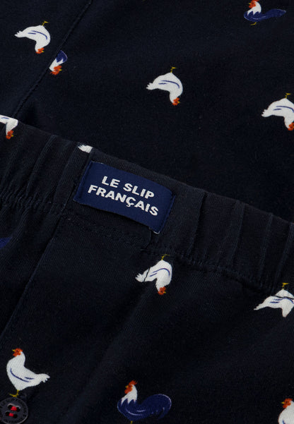 Caleçon à motif coq marine en jersey de coton - Fredo Coq Marine