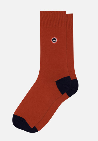 Chaussettes mi-hautes rouge en coton - Robuste Rouge Brique Marine