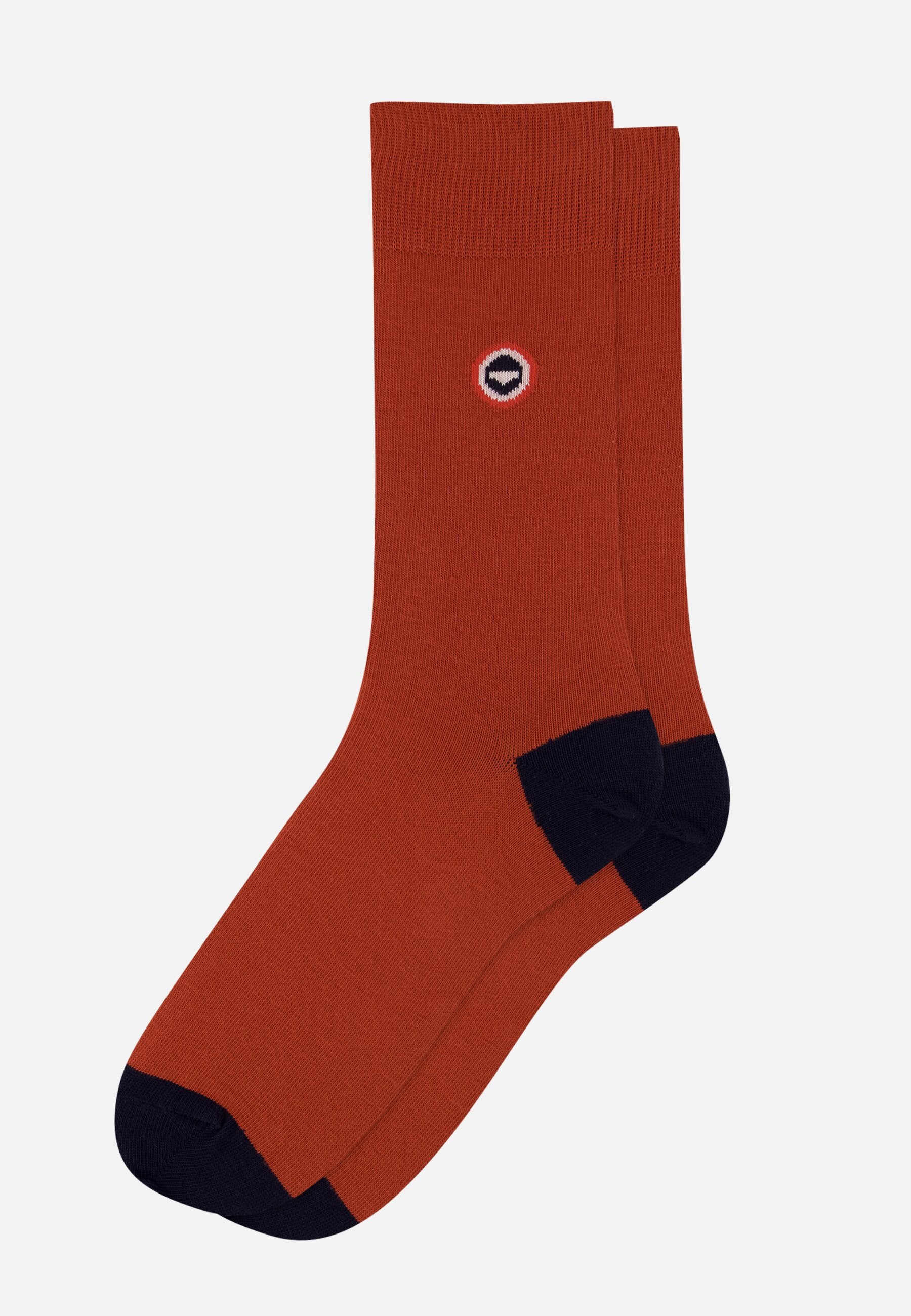 Chaussettes mi-hautes rouge en coton - Robuste Rouge Brique Marine