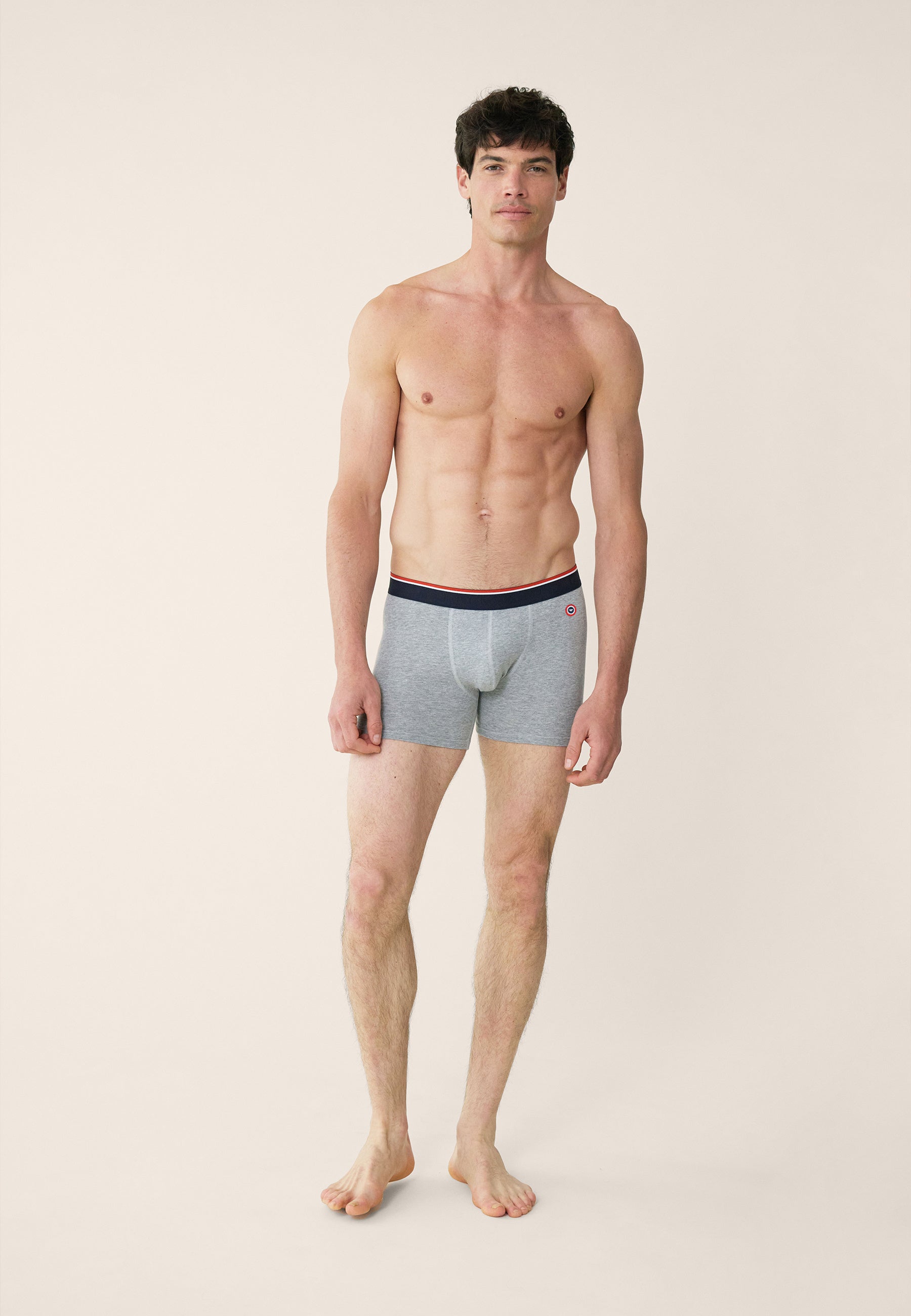 Boxer long gris en coton - Michel Gris