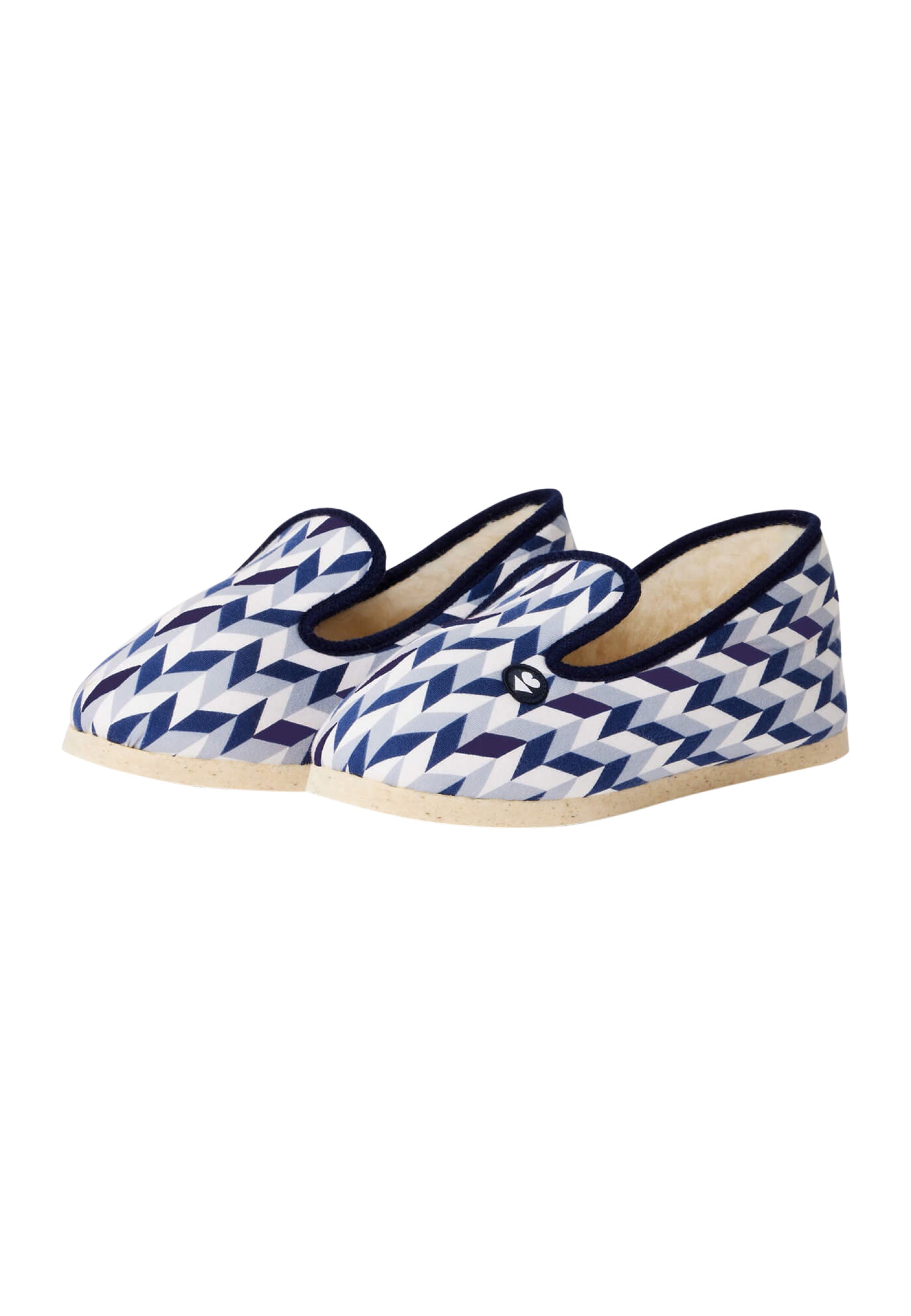 Chaussons d'intérieur en laine - Pantoufles Chevron Bleu Blanc Noir
