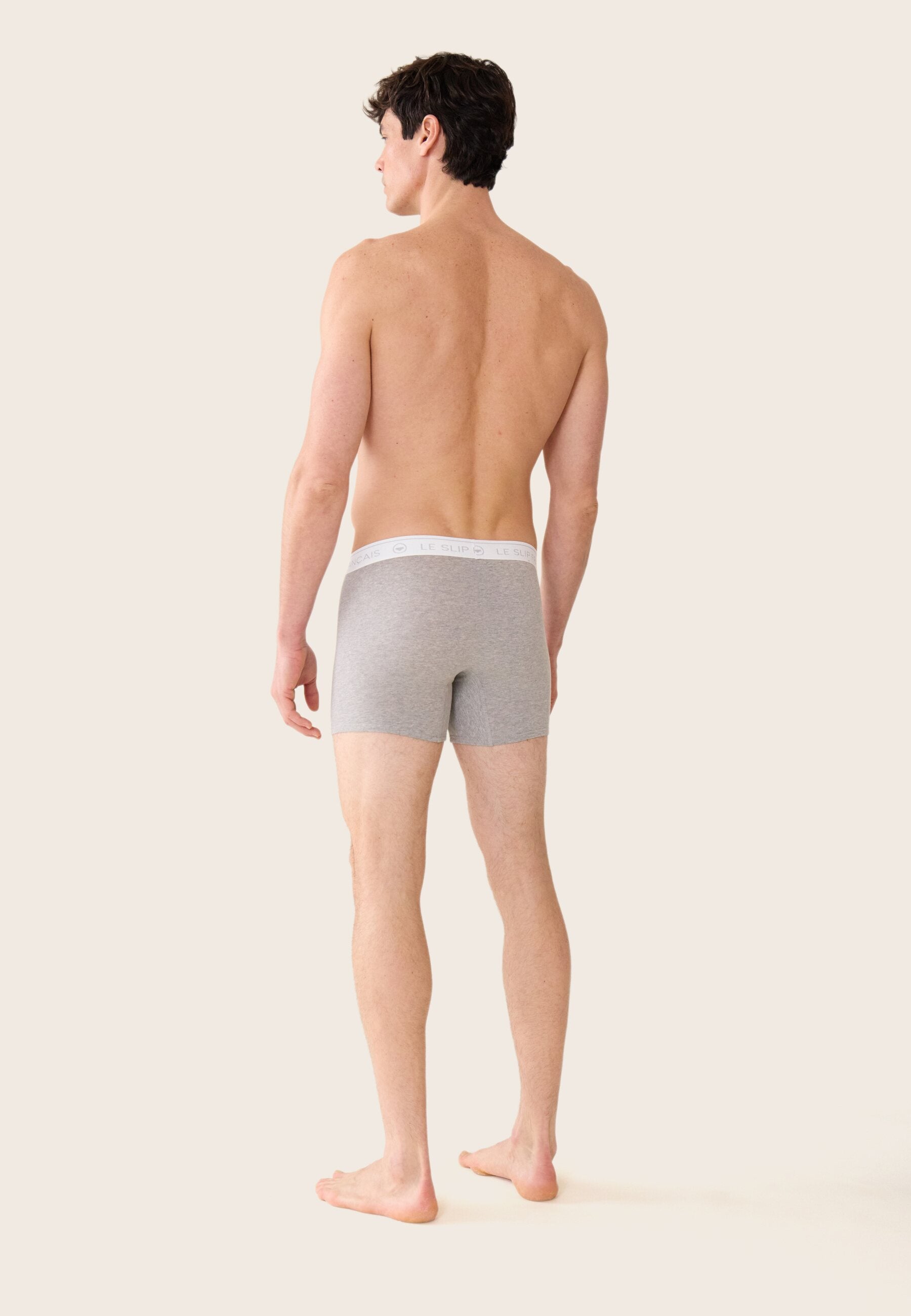 Lot de 5 boxers longs en coton - Boxers Longs Marine Indigo Bleu Jean Gris Chiné Marinière