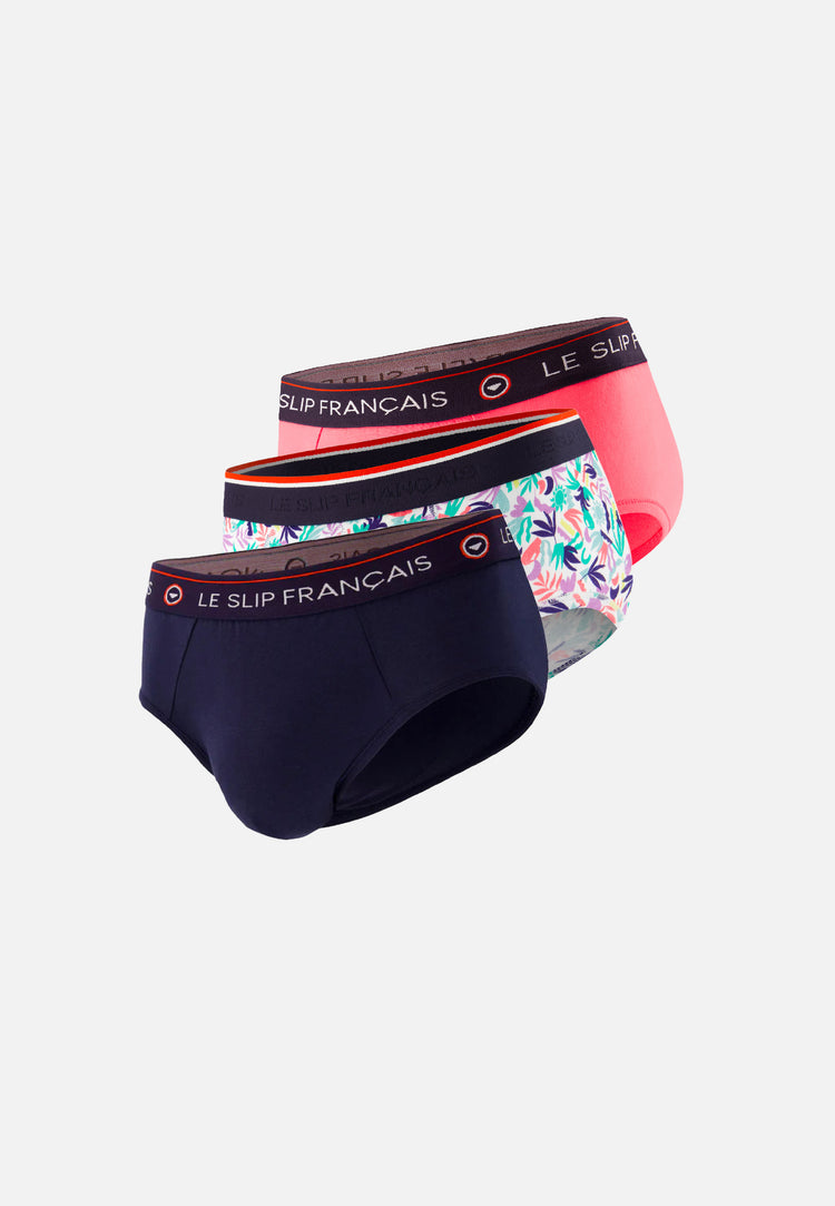 Pack Trio Briefs Terrible Marine Neon Pink Intrepid Little Jungle - Le Slip Français - 1