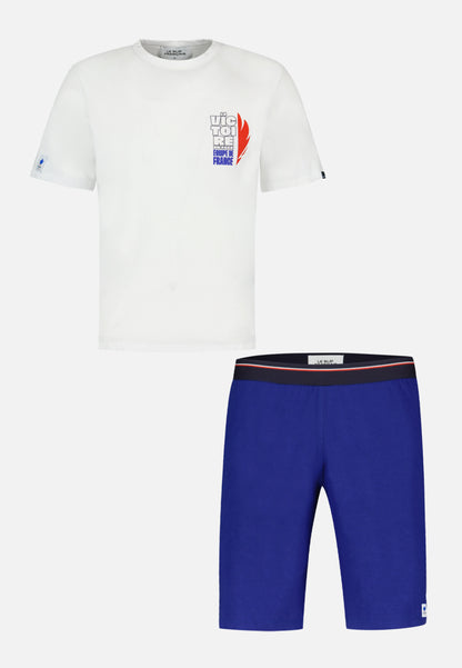 Ensemble pyjama t-shirt et short en coton - Ensemble Pyjama Equipe de France Blanc Indigo