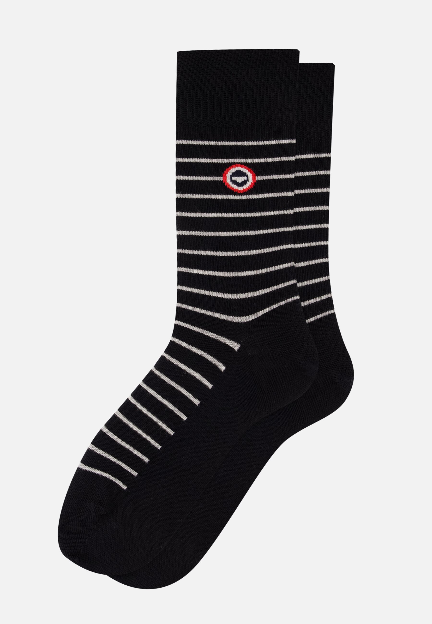 Chaussettes mi-hautes noires à rayures grises - Robuste Noir Rayures Gris Clair