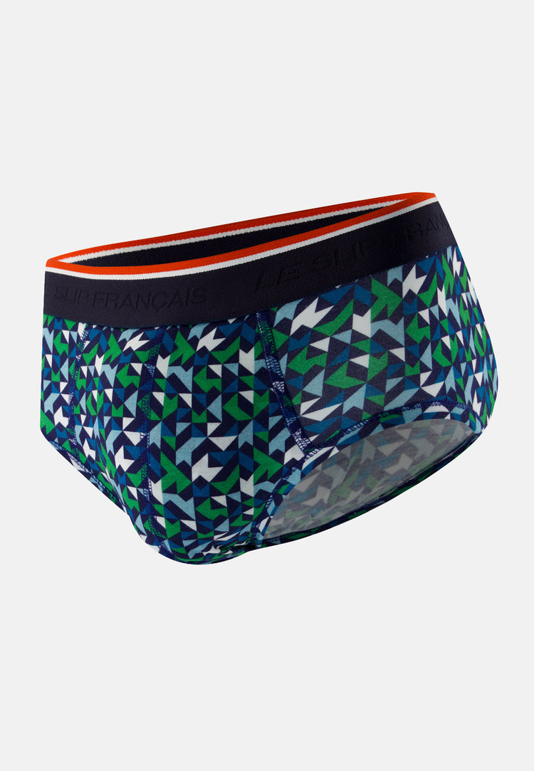 Slip imprimé mosaïque indigo en coton - Terrible Mosaique Indigo - Le Slip Français - 1