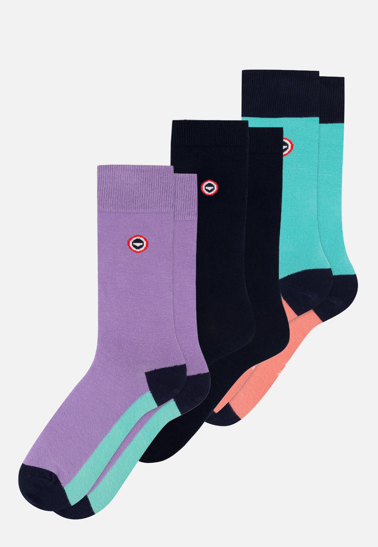 Lot de 3 chaussettes mi-hautes - Chaussettes Demi Bloc Viola Marine Mint - Le Slip Français - 1