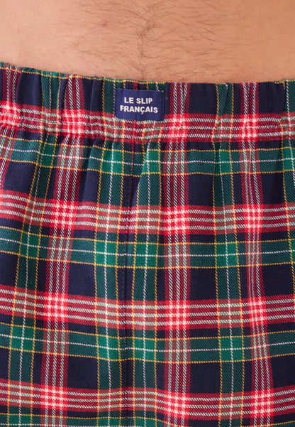 Men's pine green checked cotton pajama bottoms - Jacob Pine Green Checks