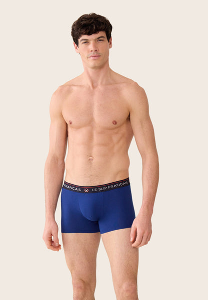 Lot de 5 boxers longs en coton - Boxers Longs Marine Indigo Bleu Jean Gris Chiné Marinière