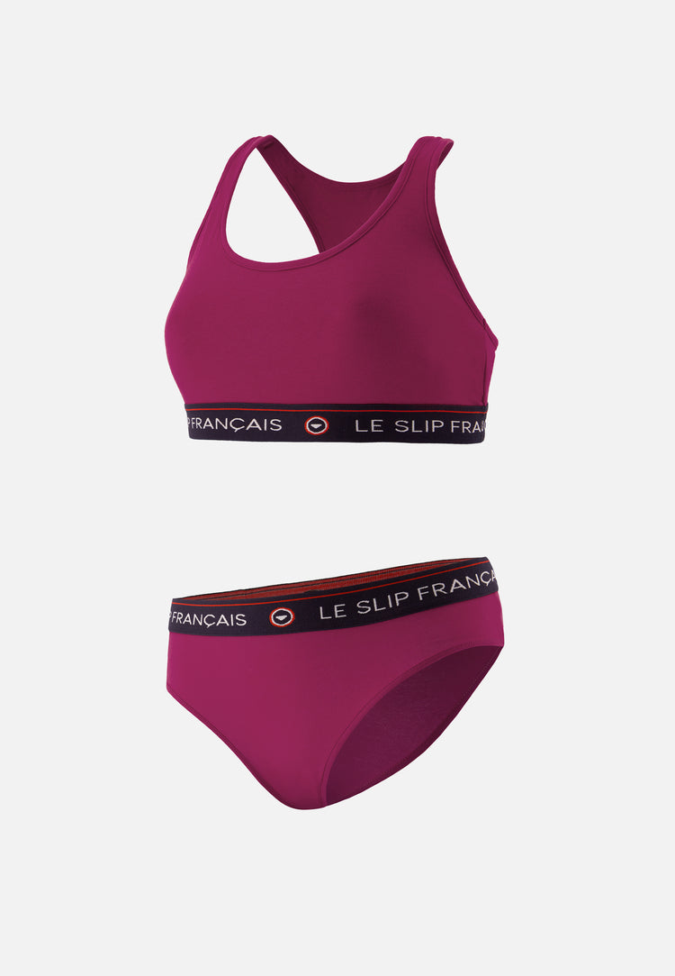 Ensemble culotte brassière en coton - Tapageuse Rieuse Betterave - Le Slip Français - 1