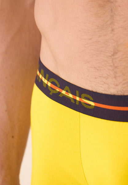 Pack of 3 cotton boxer shorts - Jungle Boxers Khaki Veronese Lemon Yellow Navy