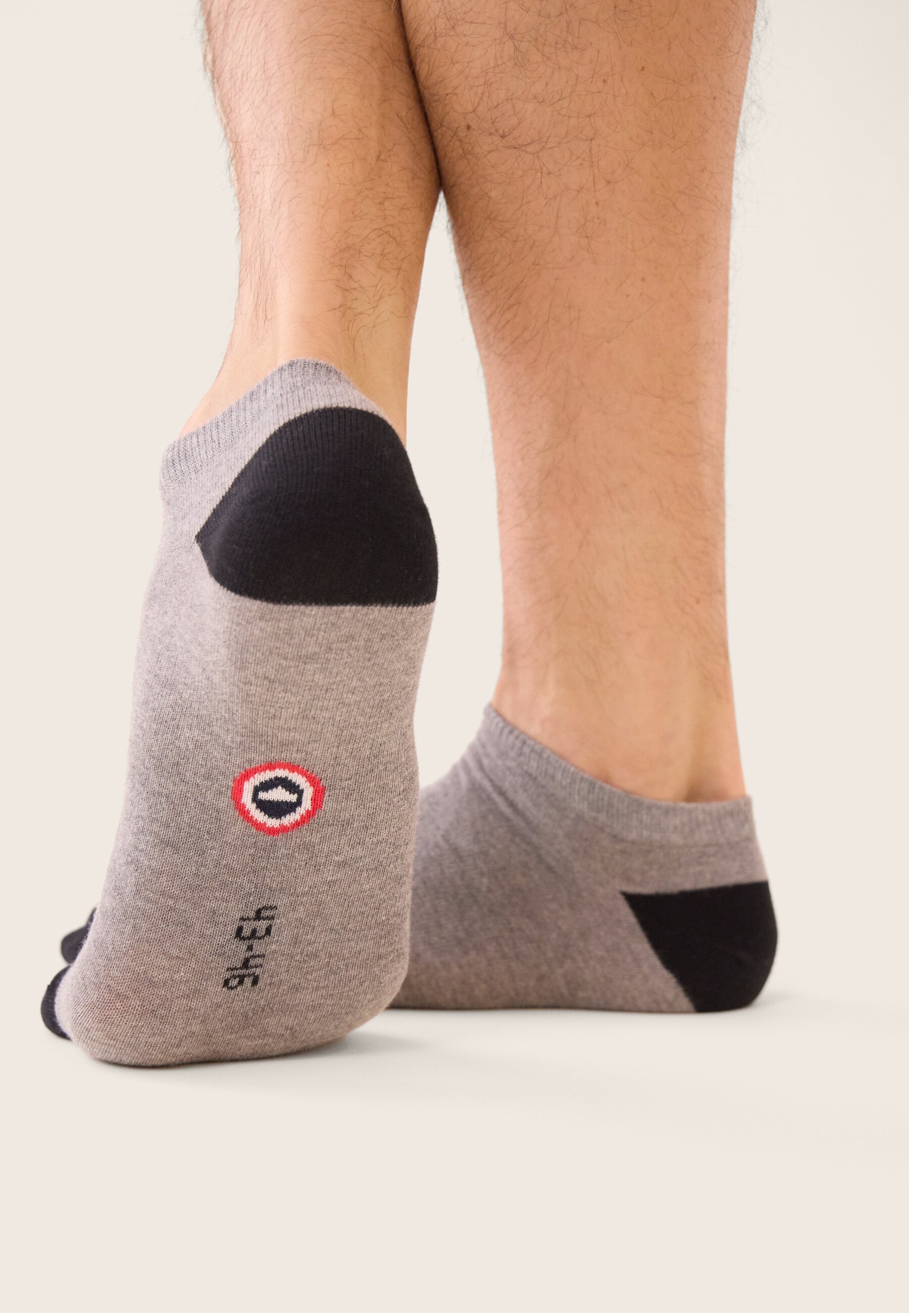 Lot de 2 socquettes en coton - Chaussettes Gris Anthracite Noir