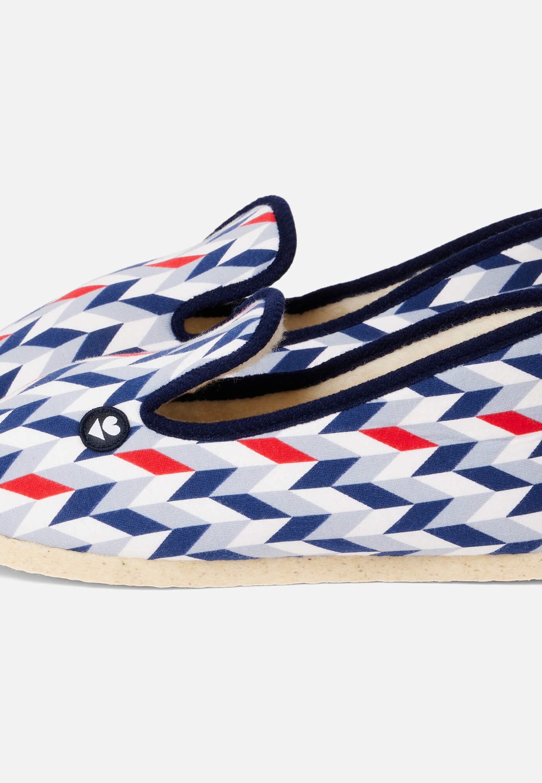 Chaussons d'intérieur en laine - Pantoufles Chevron Bleu Blanc Rouge