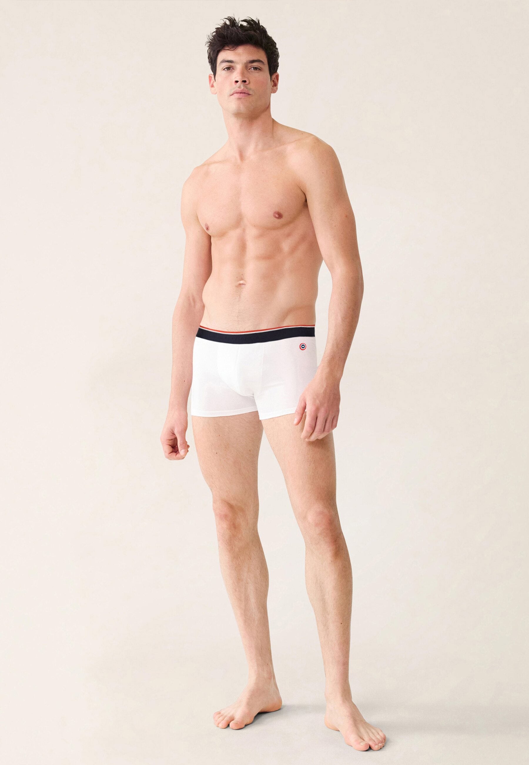 Boxer blanc en coton avec cocarde - Marius Blanc