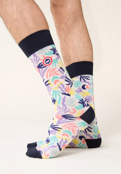 Chaussettes mi-hautes mixtes en coton - Lucas Little Jungle Viola