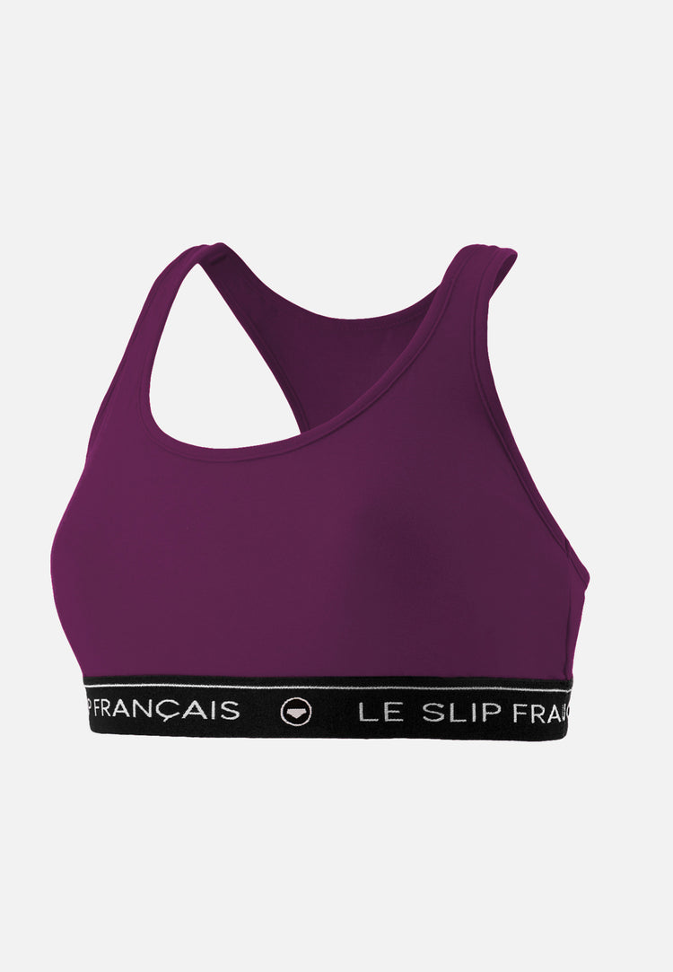 Plum cotton women's bra - Tapageuse Prune - Le Slip Français - 1