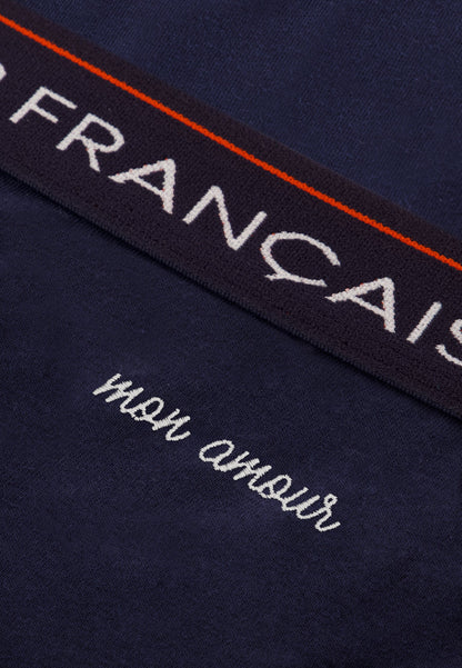 Boxer bleu marine en coton - Redoutable Marine Brodé Mon Amour