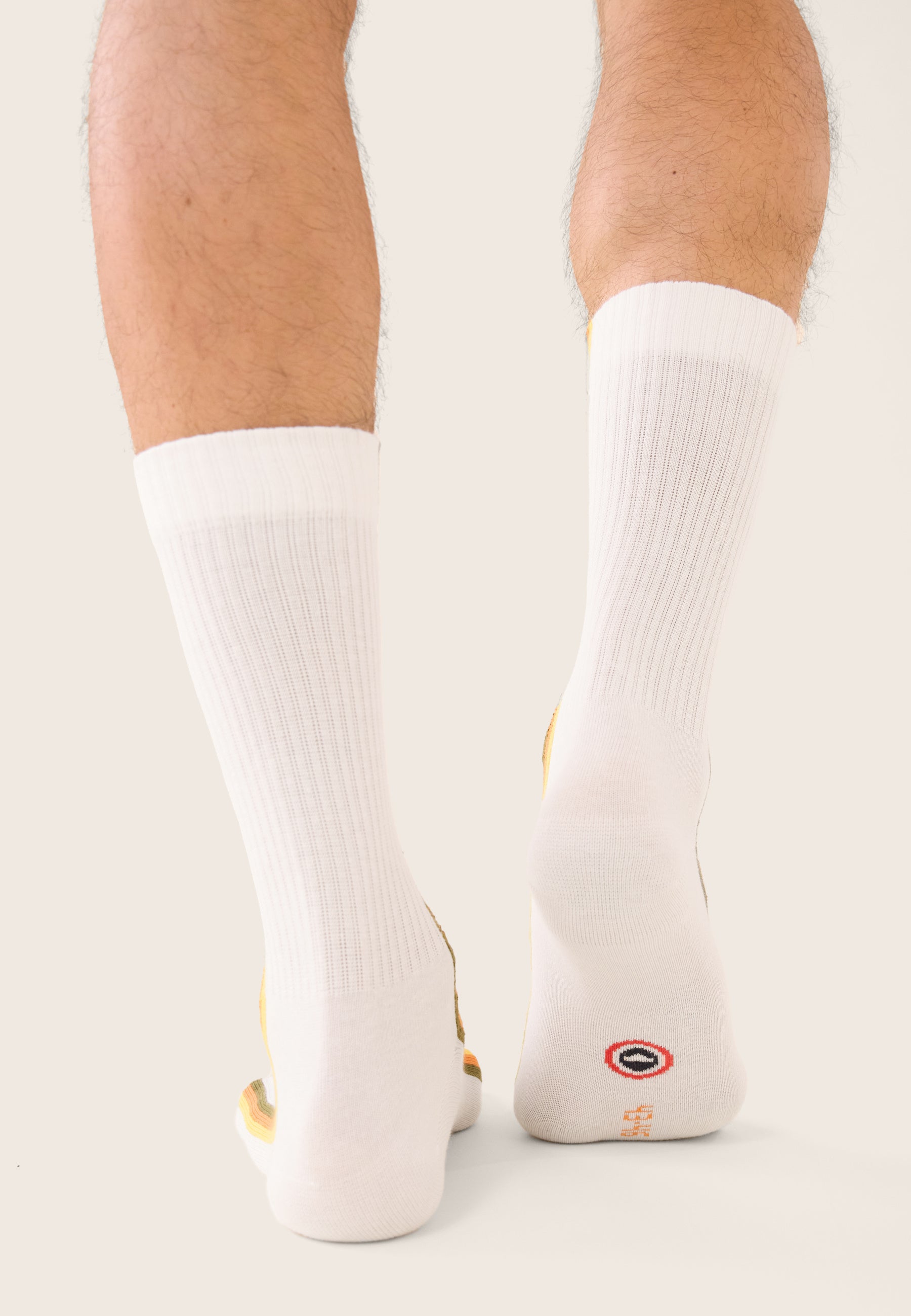 Lot de 2 chaussettes mi-hautes en coton - Chaussettes Lignes Kaki Veronese Bloc Jaune Citron