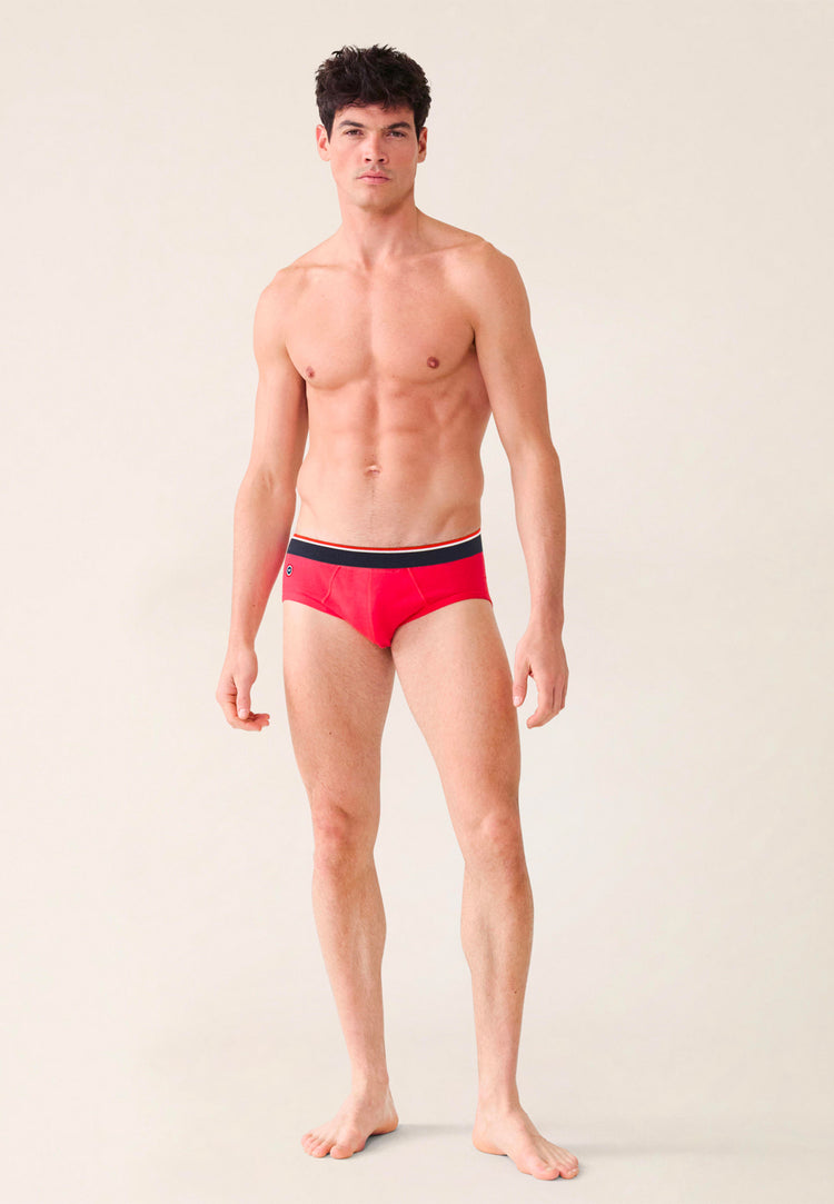 Lot de 4 slips en coton - Quatro de Slip Terrible Marine Blanc Rouge Marinière - Le Slip Français - 7