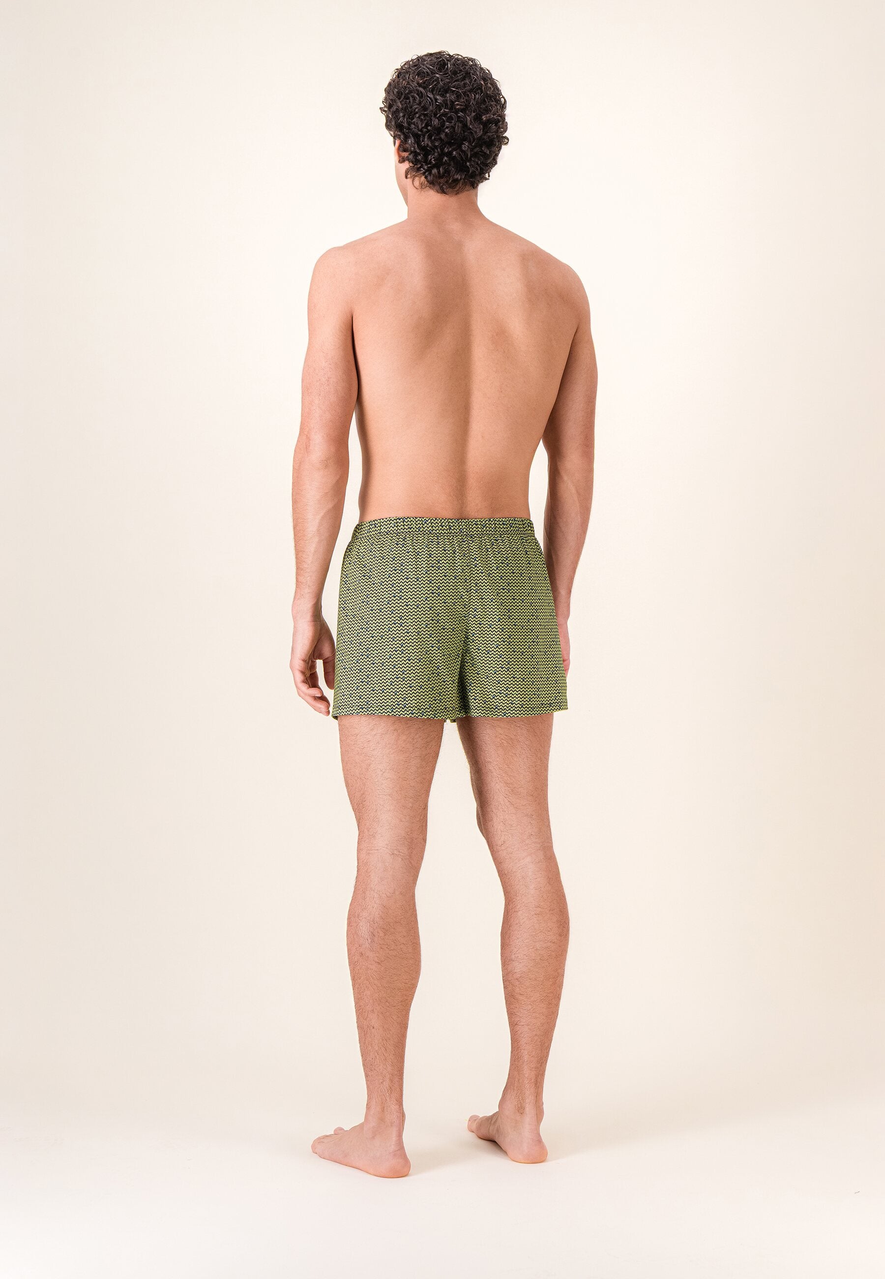 Caleçon à motif chevron jaune anis en jersey de coton - Fredo Chevron Jaune Anis