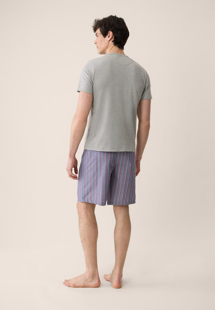 Ensemble de pyjama t-shirt et short en coton - Pack Pyjama Tristan Gris Chiné Rayures Tricolores - Le Slip Français - 3