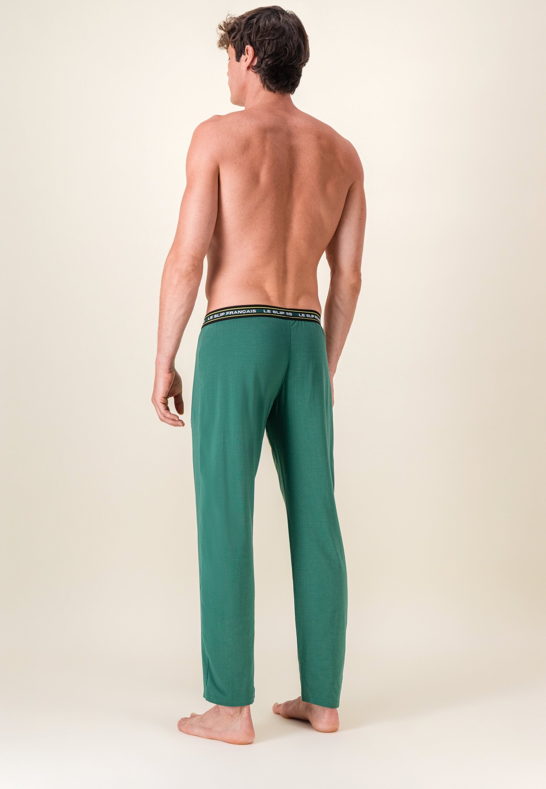 Bas de pyjama long vert en coton - Indomptable Vert Forêt