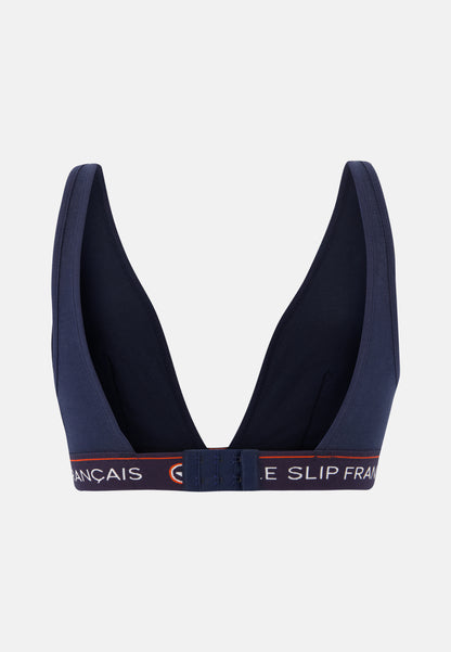 Navy blue cotton triangle bra without underwire - Seduisante Marine
