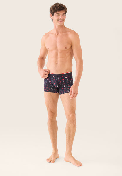 Boxer bleu marine à motif cerises en coton - Marius Cherry Marine