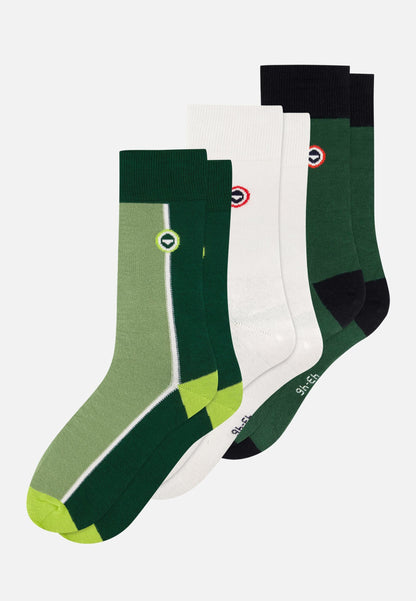 Lot de 3 chaussettes en coton - Chaussettes Verti Vert Forêt Blanc Vert Forêt
