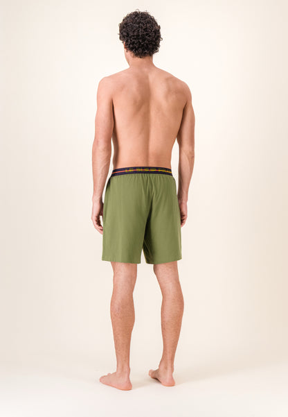 Green cotton short pyjama bottoms - Invincible Khaki Veronese