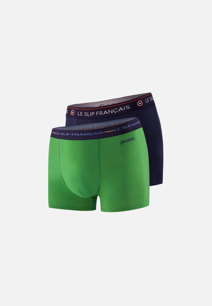 Lot de 2 boxers en coton - Boxers Marine Mint Green Brodé Finisher