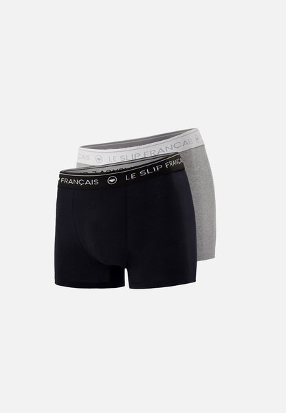 Lot de 2 boxers gris et noir en coton - Boxers Gris Noir
