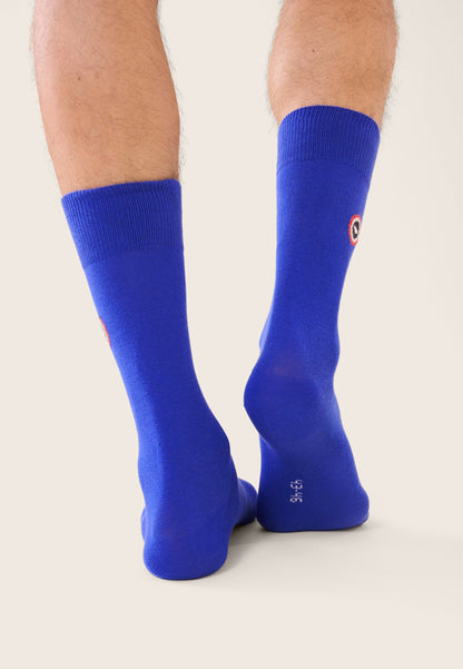 Chaussettes mi-hautes unies bleu - Robuste Bleu Nautique