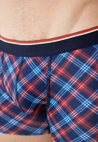 Boxer à carreaux tricolores - Marius Tartan Bleu Blanc Rouge
