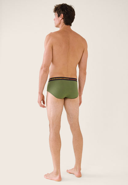 Lot de 3 slips en coton - Slips Marine Brodé Super Papa Jungle Kaki Veronese