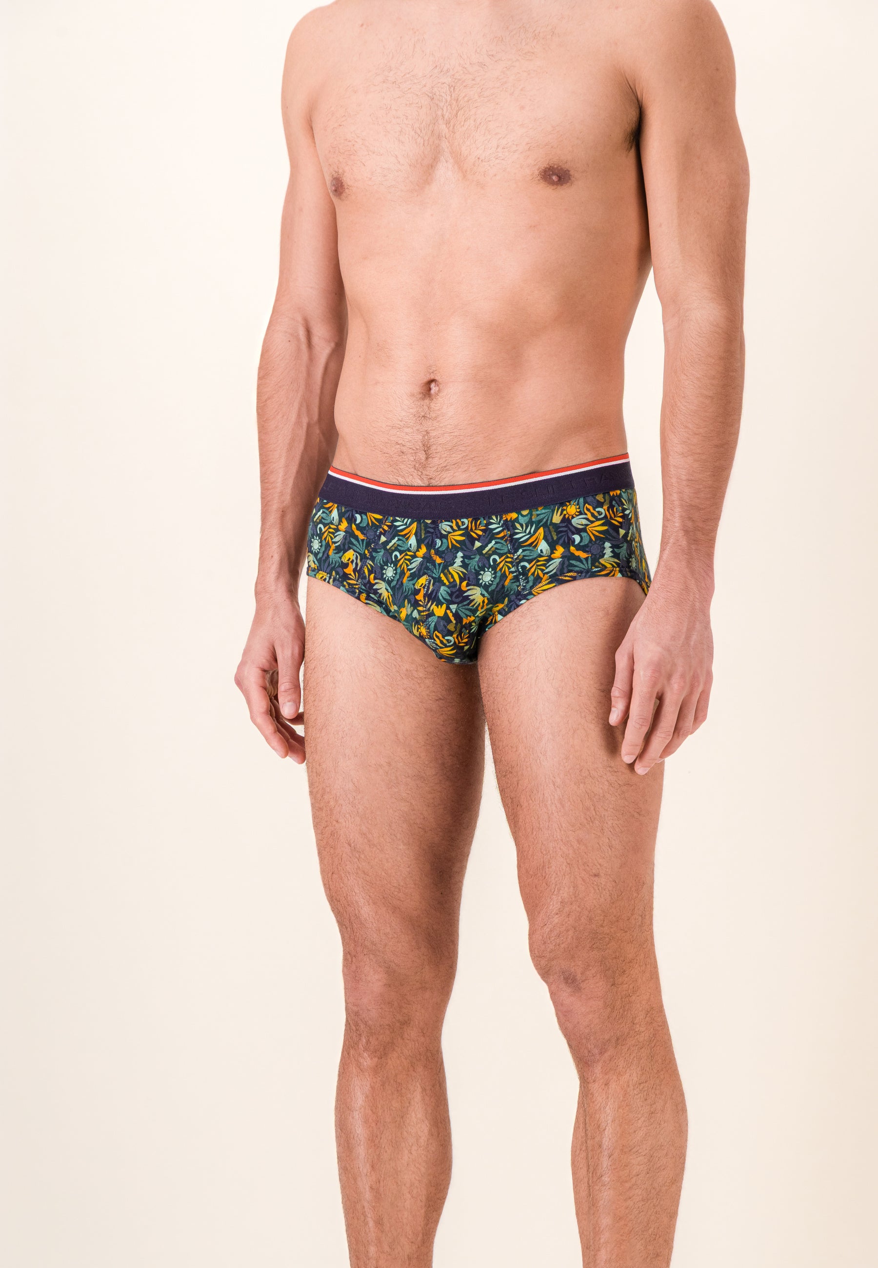 Green cotton briefs with jungle print - Terrible Jungle Khaki Veronese