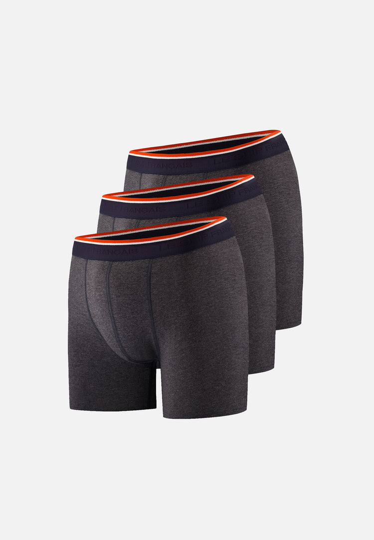 Lot de 3 boxers long en coton - Boxers Gris Anthracite - Le Slip Français - 1