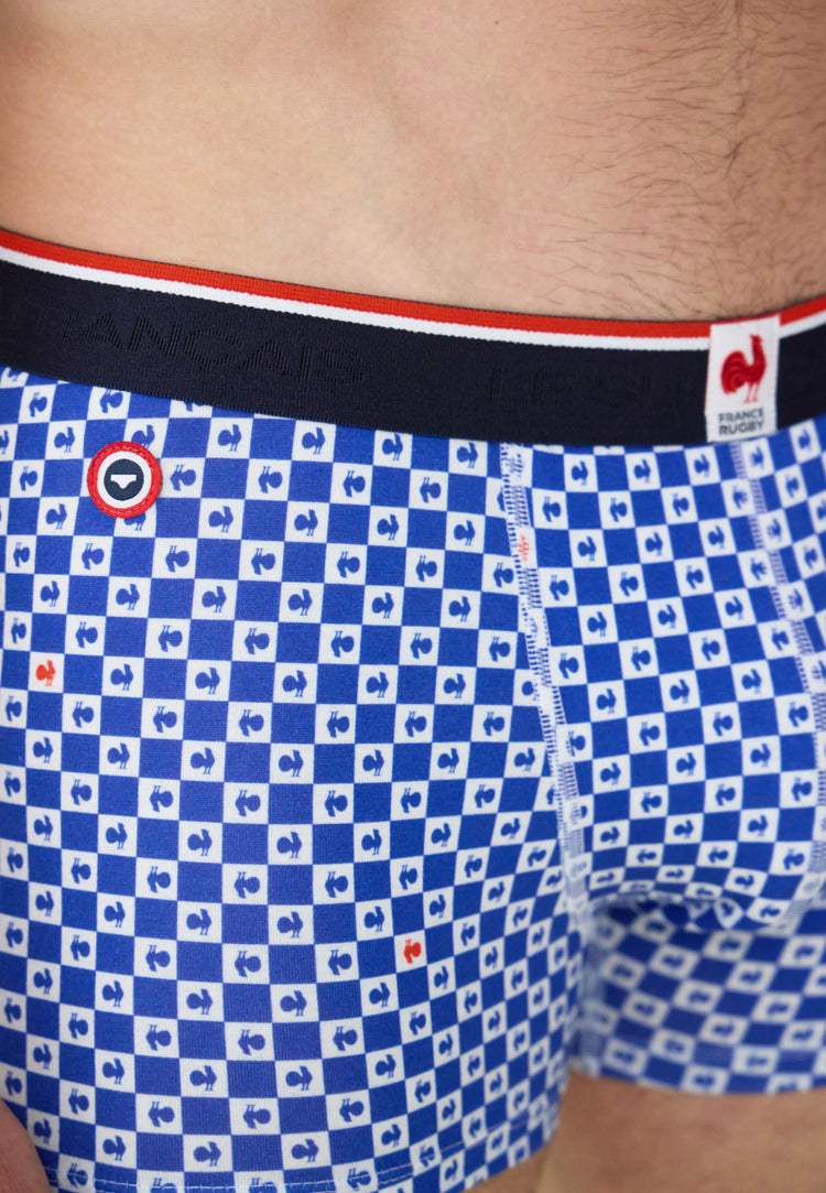 Lot de 2 boxers en coton - Boxers XV de France Damier Indigo Blanc - Le Slip Français - 7