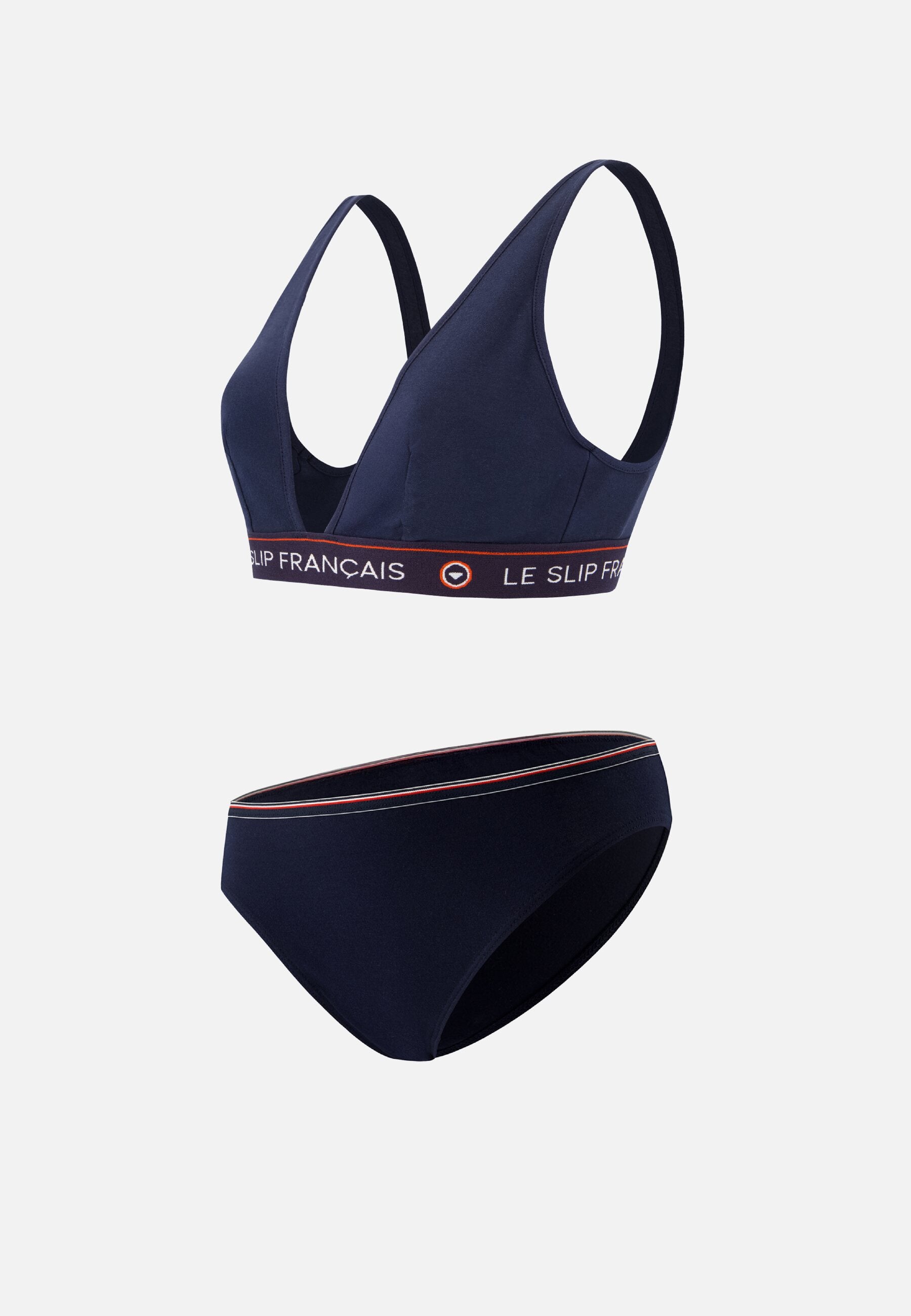 Ensemble culotte soutien-gorge triangle en coton - Séduisante Lucette Marine