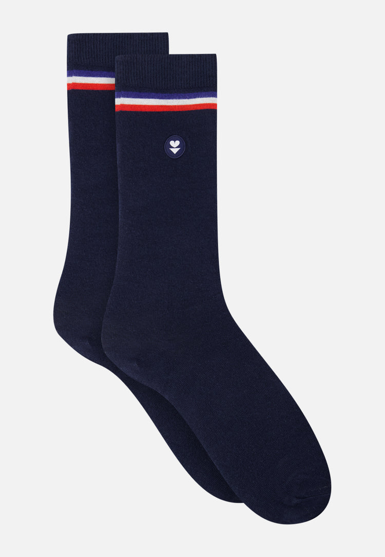 Coffret de chaussettes en coton - Coffret Lucas Tartan Marine et Drapeau Marine - Le Slip Français - 4