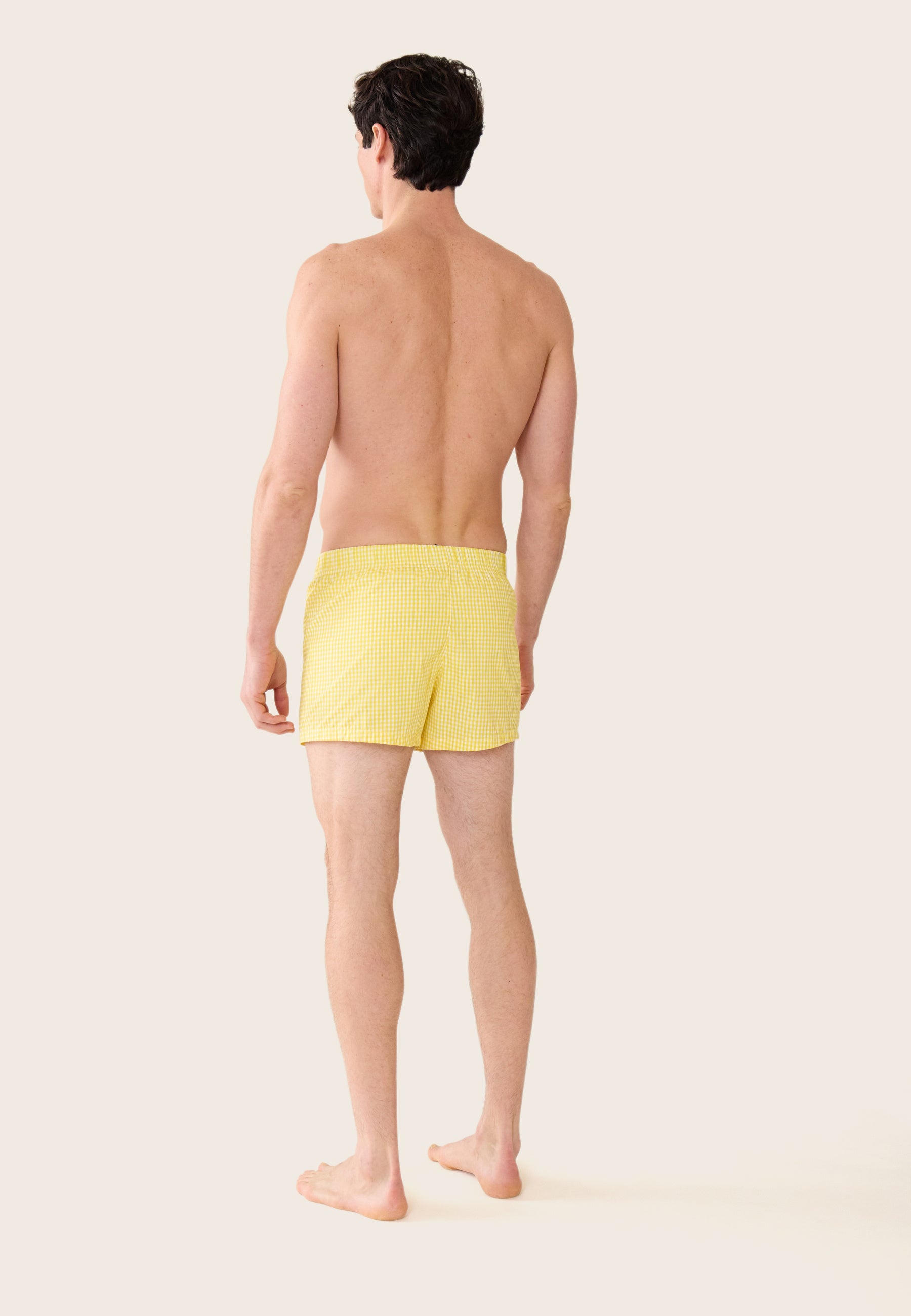 Caleçon à carreaux jaune en coton - Jacques Vichy Jaune Citron