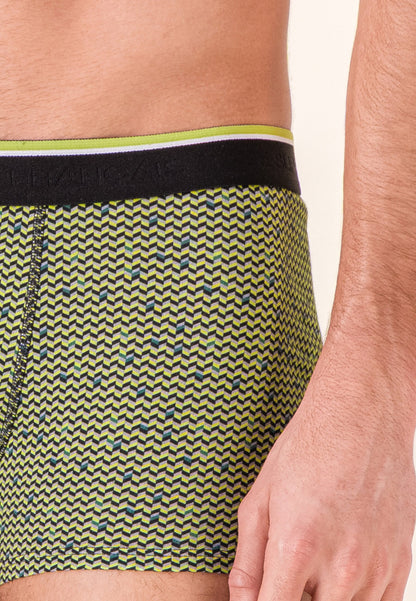 Boxer à motif chevron jaune anis en coton - Marius Chevron Jaune Anis