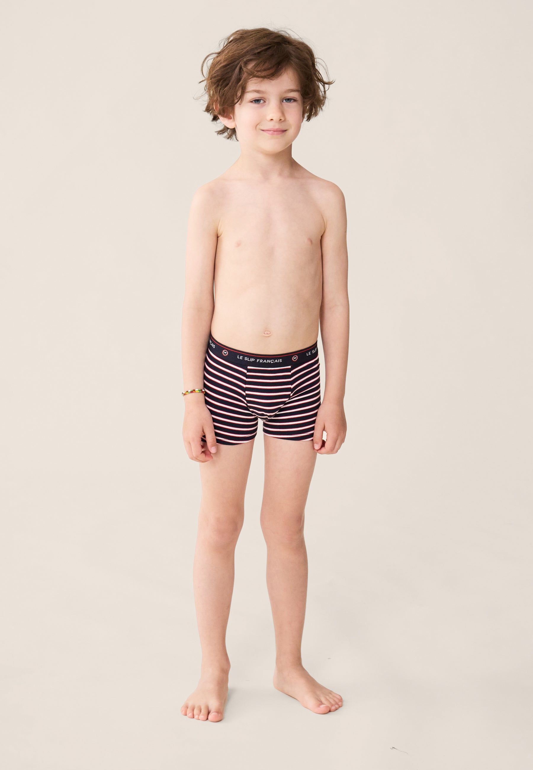 Boxer enfant à rayures tricolores en coton - Petit Joseph Rayures Tricolore