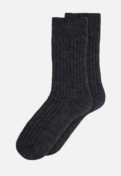 Lot de 2 chaussettes mi-hautes bleu marine et gris en mohair - Chaussettes Bleu Marine Gris