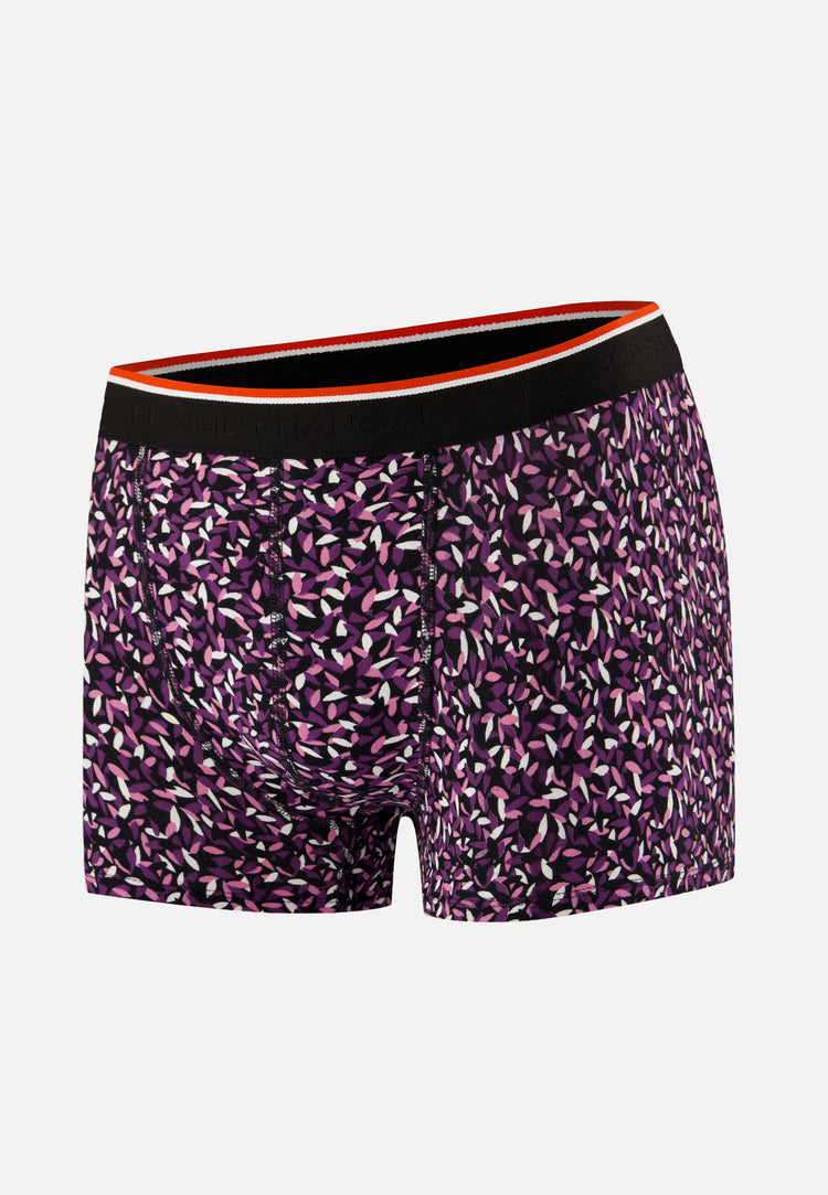 Boxer prune à motif gavotte en coton - Marius Gavotte Prune - Le Slip Français - 1