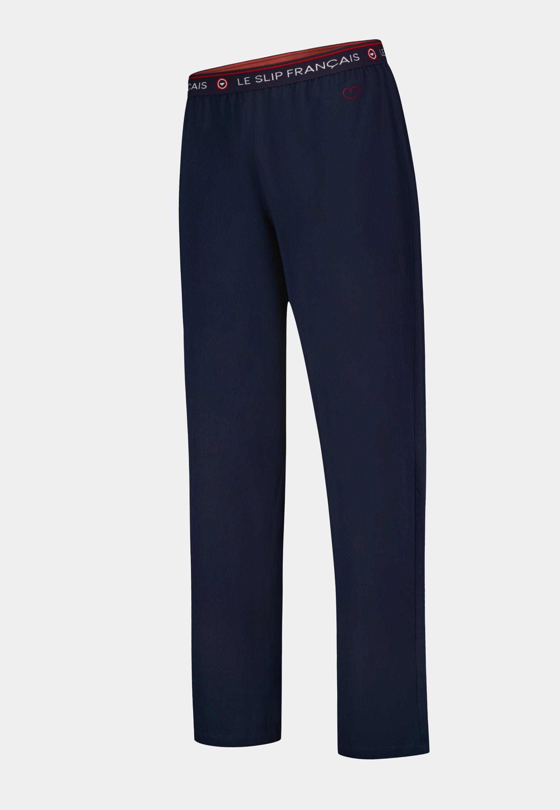 Bas de pyjama long homme bleu en coton - Indomptable Marine Brodé 'Coeur'