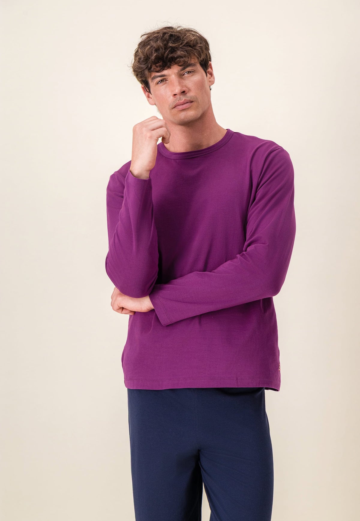 Lot de 2 t-shirts manches longues  en coton - T-shirts manches longues Violet Marine